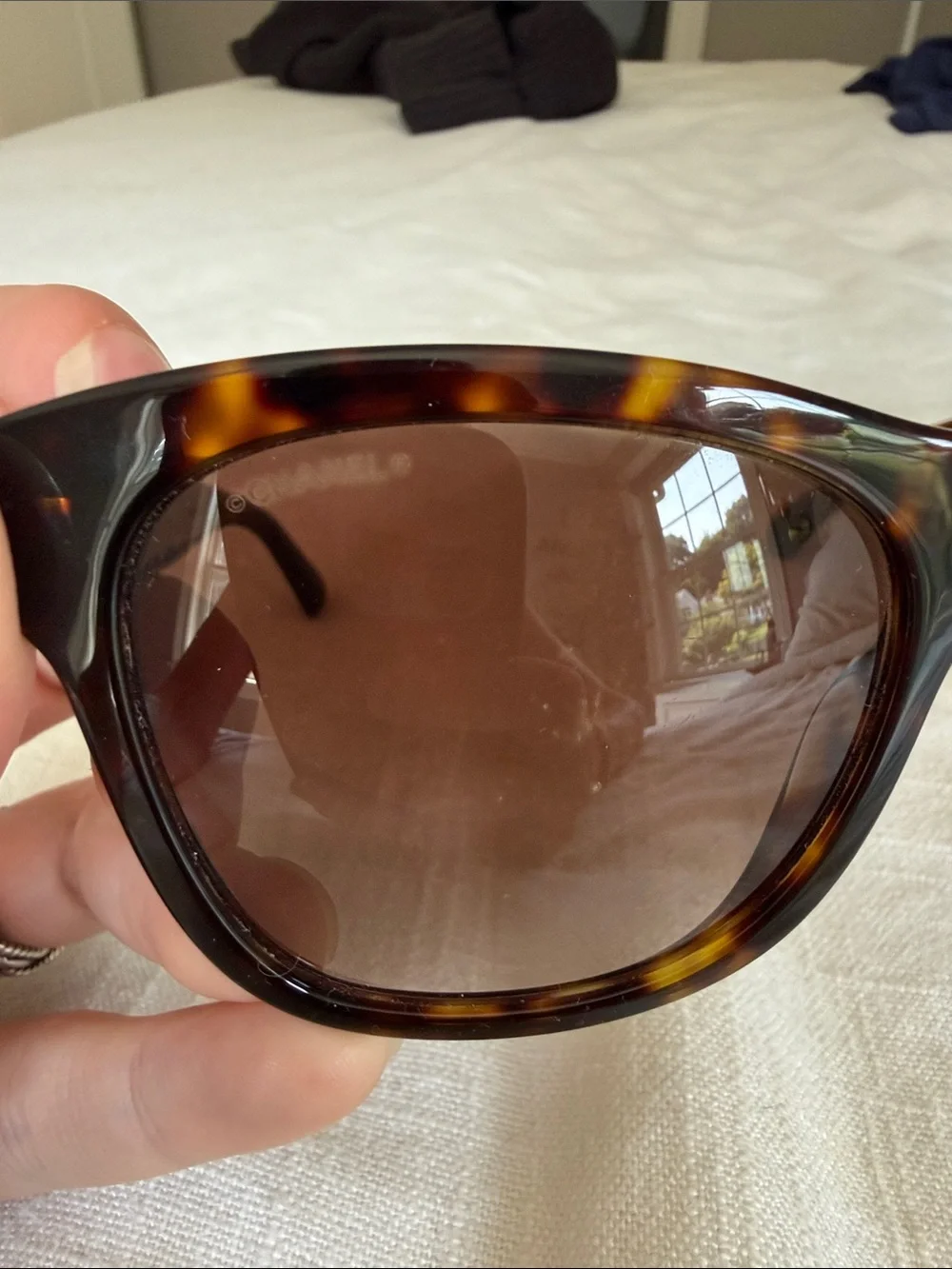 CHANEL Tortoiseshell Cat-Eye Sunglasses - Brown with quilted chanel case
